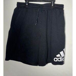 Adidas Mens Large Black Fleece Shorts Big Logo Athletic Casual Gym